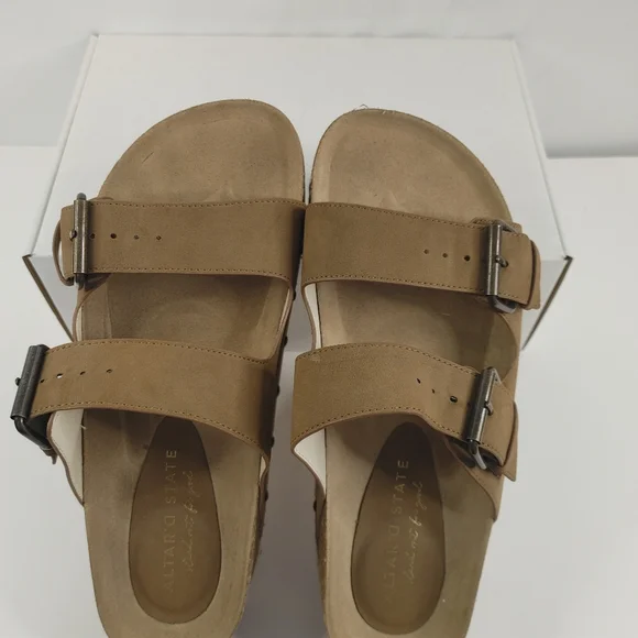 Altar’d State Serenna Platform Slide Sandals Size 9 Brown Double Buckle Boho - Picture 11 of 14